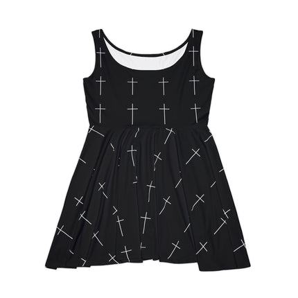 Black Cross Skater Dress - Punk Rock Metal Streetwear, Grunge Goth Alt Kawaii Sk8er, Strange Weird Pretty Outfit