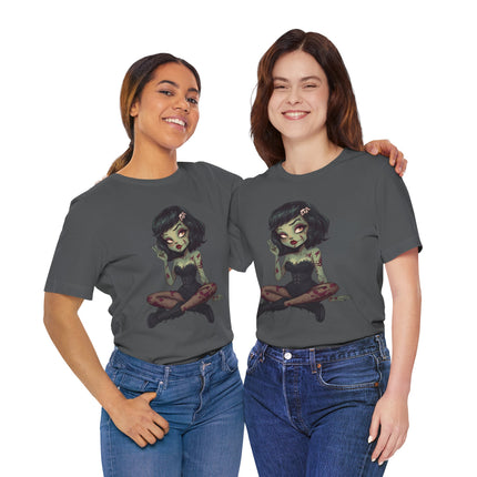 Zombie Girl Unisex T-Shirt - Gothic Punk Horror Creepy Tee, Alt Grunge Rockabilly Tshirt, Sexy Zombified Pinup Girl
