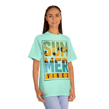 Summer Vibes Unisex Tee – Bright Bold and Ready for Sunshine, Retro Palm Tree Vacation Shirt, Casual Coastal Style , Multiple Colors