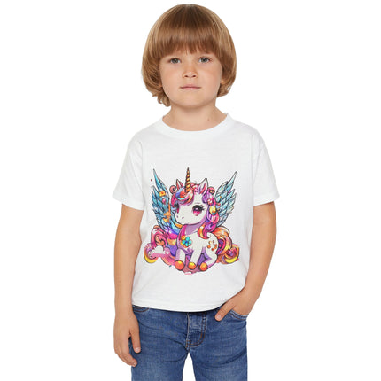 Novapuff Unicorn Toddler T-Shirt - Pretty Rainbow Graphic, Pastel Cute Glitter Unicorn, Angel Wings, Pegasus, Pegahorn