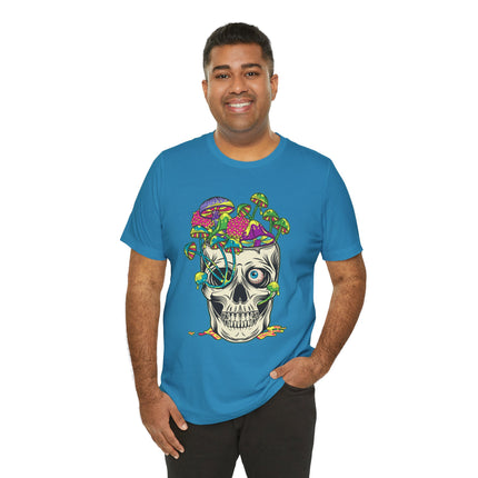 Mushroom Skull Unisex T-Shirt - Psychedelic Gothic Punk Horror Graphic Tee, Metal Rock Grunge Indie Lovers