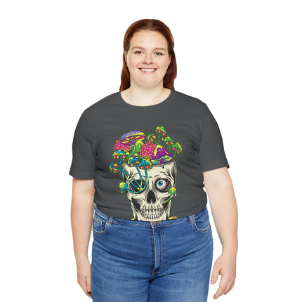 Mushroom Skull Unisex T-Shirt - Psychedelic Gothic Punk Horror Graphic Tee, Metal Rock Grunge Indie Lovers
