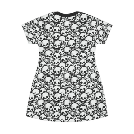 Skull Hoard T-Shirt Dress - Punk Goth Funky Mini Dress, Edgy Grunge Shirt Dress, Alt Unique Clothing