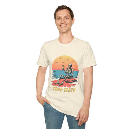 Stay Salty Skeleton T-Shirt – Funny Beach Graphic Tee, Grunge Punk Summer Shirt, Punk Rock Surf Style, Alt Indie Clothing