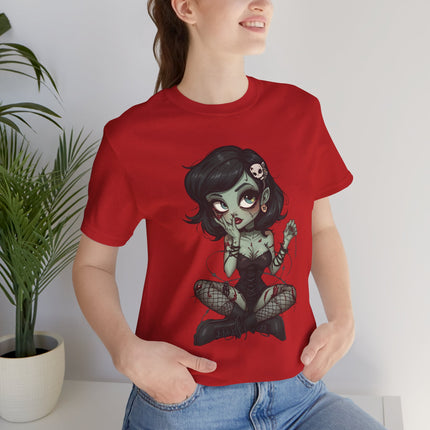 Zombie Girl 2 Unisex T-Shirt - Gothic Punk Horror Creepy Tee, Alt Grunge Rockabilly Tshirt, Sexy Zombified Pinup Girl