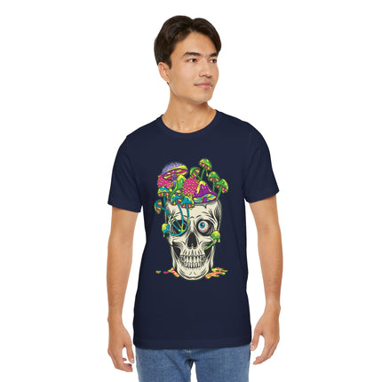 Mushroom Skull Unisex T-Shirt - Psychedelic Gothic Punk Horror Graphic Tee, Metal Rock Grunge Indie Lovers