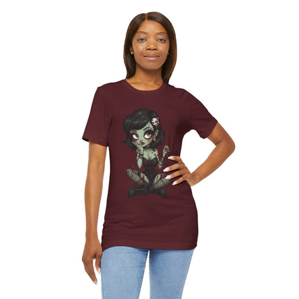 Zombie Girl 2 Unisex T-Shirt - Gothic Punk Horror Creepy Tee, Alt Grunge Rockabilly Tshirt, Sexy Zombified Pinup Girl