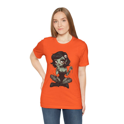 Zombie Girl 2 Unisex T-Shirt - Gothic Punk Horror Creepy Tee, Alt Grunge Rockabilly Tshirt, Sexy Zombified Pinup Girl