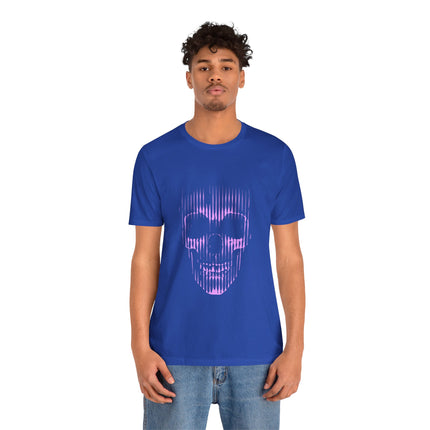 Pink Glitch Skull Unisex T-Shirt – Digital Distortion Alt Streetwear, Goth Punk Rock & Metal Graphic Tee