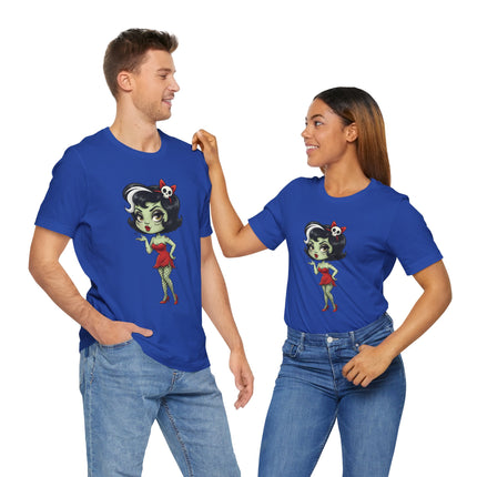 Zombie Girl Kiss Unisex T-Shirt - Gothic Punk Horror Creepy Tee, Alt Grunge Rockabilly Tshirt, Sexy Zombified Pinup Girl