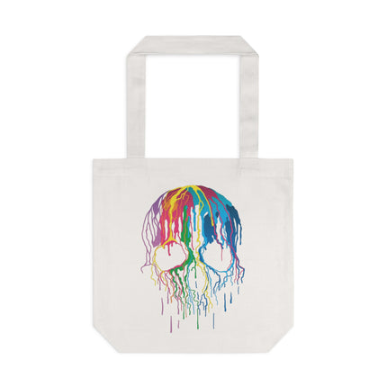 Drip Skull Canvas Tote Bag - 100% Australian Made + 100% Cotton - Neon Punk, Alternative Cyberpunk & Edgy, Eco-Friendly