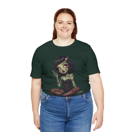 Zombie Girl Unisex T-Shirt - Gothic Punk Horror Creepy Tee, Alt Grunge Rockabilly Tshirt, Sexy Zombified Pinup Girl