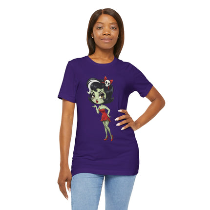 Zombie Girl Kiss Unisex T-Shirt - Gothic Punk Horror Creepy Tee, Alt Grunge Rockabilly Tshirt, Sexy Zombified Pinup Girl