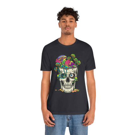 Mushroom Skull Unisex T-Shirt - Psychedelic Gothic Punk Horror Graphic Tee, Metal Rock Grunge Indie Lovers