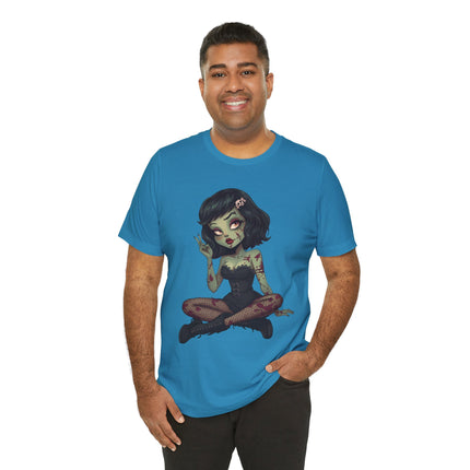 Zombie Girl Unisex T-Shirt - Gothic Punk Horror Creepy Tee, Alt Grunge Rockabilly Tshirt, Sexy Zombified Pinup Girl