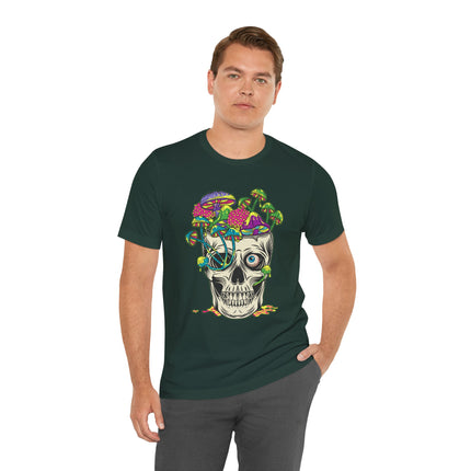 Mushroom Skull Unisex T-Shirt - Psychedelic Gothic Punk Horror Graphic Tee, Metal Rock Grunge Indie Lovers