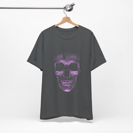 Pink Glitch Skull Unisex T-Shirt – Digital Distortion Alt Streetwear, Goth Punk Rock & Metal Graphic Tee