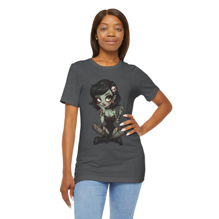 Zombie Girl 2 Unisex T-Shirt - Gothic Punk Horror Creepy Tee, Alt Grunge Rockabilly Tshirt, Sexy Zombified Pinup Girl