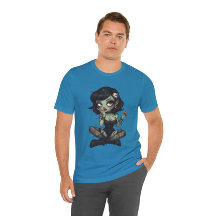 Zombie Girl 2 Unisex T-Shirt - Gothic Punk Horror Creepy Tee, Alt Grunge Rockabilly Tshirt, Sexy Zombified Pinup Girl