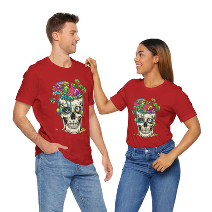Mushroom Skull Unisex T-Shirt - Psychedelic Gothic Punk Horror Graphic Tee, Metal Rock Grunge Indie Lovers
