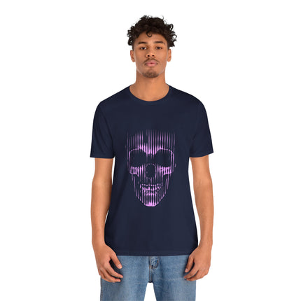 Pink Glitch Skull Unisex T-Shirt – Digital Distortion Alt Streetwear, Goth Punk Rock & Metal Graphic Tee