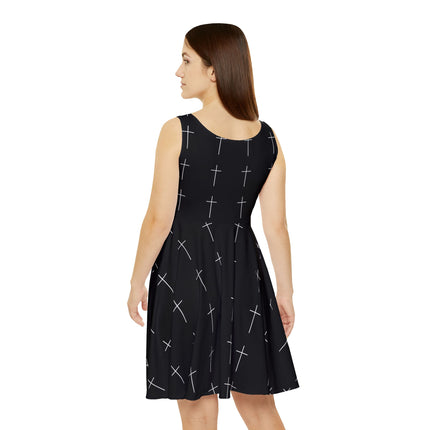 Black Cross Skater Dress - Punk Rock Metal Streetwear, Grunge Goth Alt Kawaii Sk8er, Strange Weird Pretty Outfit