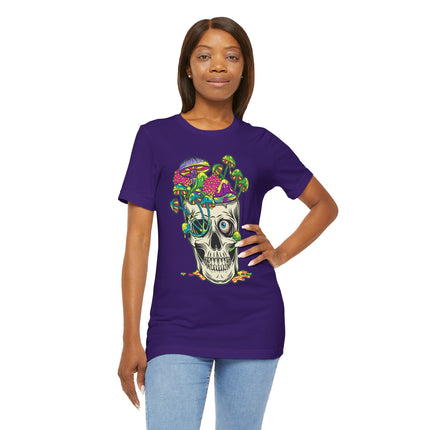 Mushroom Skull Unisex T-Shirt - Psychedelic Gothic Punk Horror Graphic Tee, Metal Rock Grunge Indie Lovers