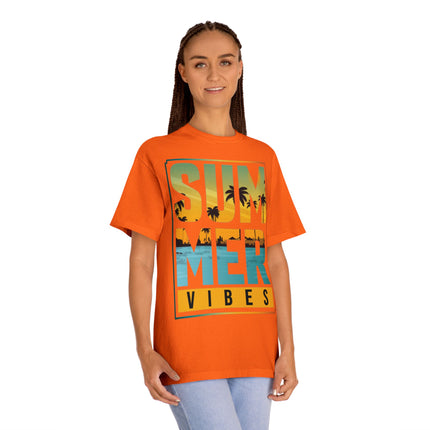 Summer Vibes Unisex Tee – Bright Bold and Ready for Sunshine, Retro Palm Tree Vacation Shirt, Casual Coastal Style , Multiple Colors