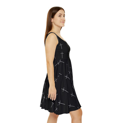 Black Cross Skater Dress - Punk Rock Metal Streetwear, Grunge Goth Alt Kawaii Sk8er, Strange Weird Pretty Outfit