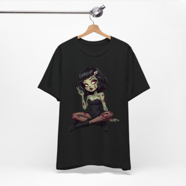 Zombie Girl Unisex T-Shirt - Gothic Punk Horror Creepy Tee, Alt Grunge Rockabilly Tshirt, Sexy Zombified Pinup Girl