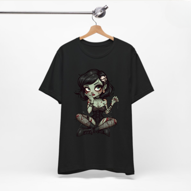 Zombie Girl 2 Unisex T-Shirt - Gothic Punk Horror Creepy Tee, Alt Grunge Rockabilly Tshirt, Sexy Zombified Pinup Girl