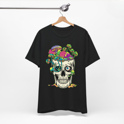 Mushroom Skull Unisex T-Shirt - Psychedelic Gothic Punk Horror Graphic Tee, Metal Rock Grunge Indie Lovers