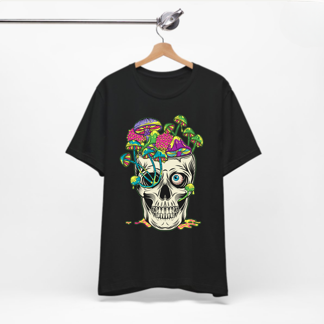 Mushroom Skull Unisex T-Shirt - Psychedelic Gothic Punk Horror Graphic Tee, Metal Rock Grunge Indie Lovers