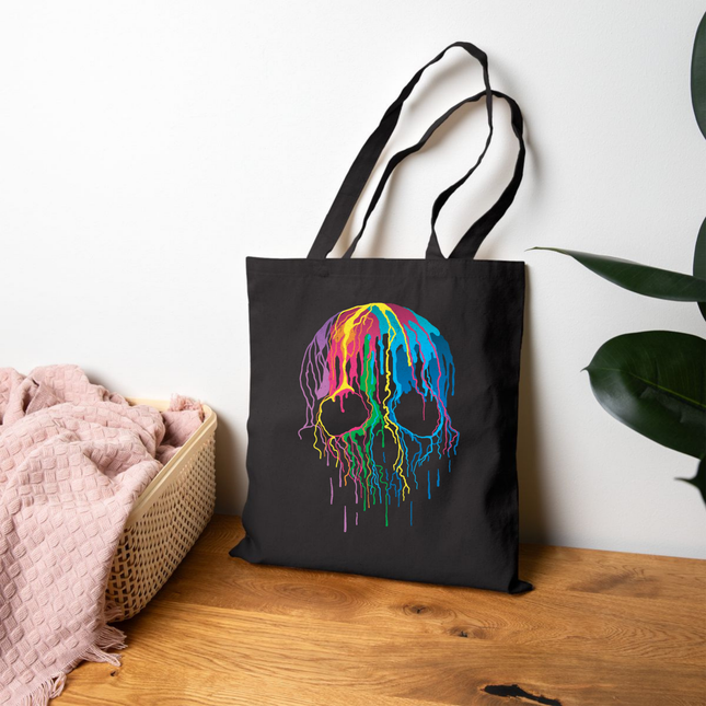 Drip Skull Canvas Tote Bag - 100% Australian Made + 100% Cotton - Neon Punk, Alternative Cyberpunk & Edgy, Eco-Friendly