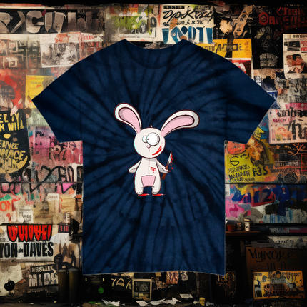 Killer Bunny Tie-Dye Unisex Tee - Kawaii Goth Alt Pastel Horror Aesthetic Shirt, Creepy Cute but Twisted Graphic Tee in 5 Color Options