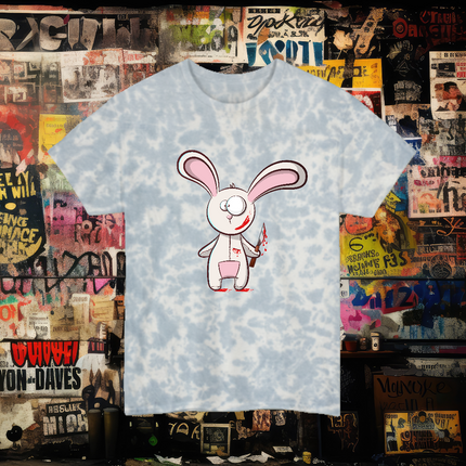 Killer Bunny Tie-Dye Unisex Tee - Kawaii Goth Alt Pastel Horror Aesthetic Shirt, Creepy Cute but Twisted Graphic Tee in 5 Color Options