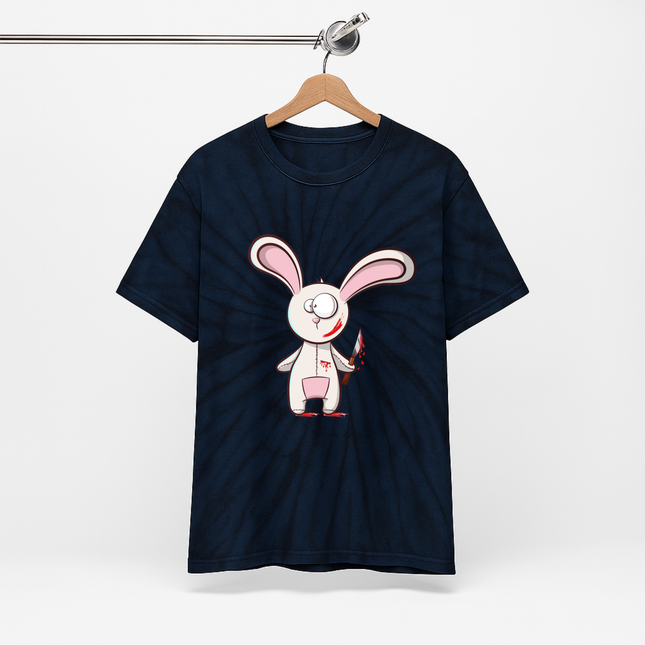 Killer Bunny Tie-Dye Unisex Tee - Kawaii Goth Alt Pastel Horror Aesthetic Shirt, Creepy Cute but Twisted Graphic Tee in 5 Color Options