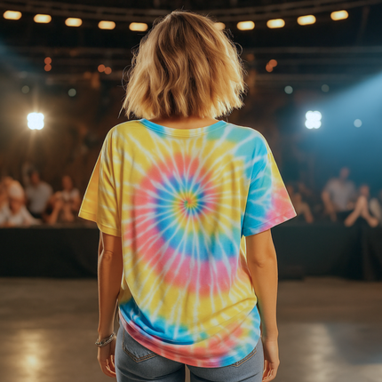 Skeleton Metal Horns Tie-Dye Unisex Tee – Rock Hand Backside Print T-Shirt for Metalheads, Festival Rave Music, Grunge Alt Streetwear for Rebels & Misfits