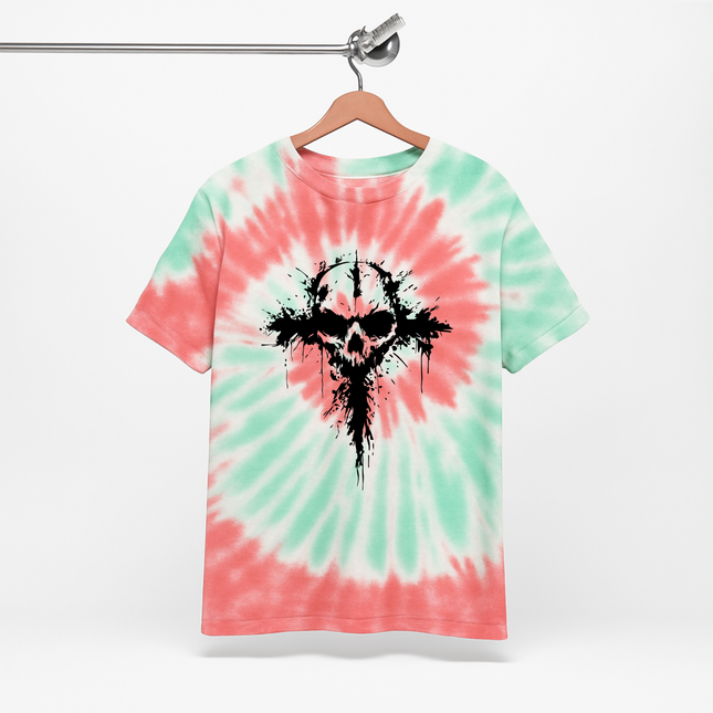 Psychedelic Skull Tie-Dye Unisex Tee - Grunge meets hippie, Metalhead rainbow warrior, Festival Chaos core, Alt Streetwear Festival T Shirt, Multiple Colors