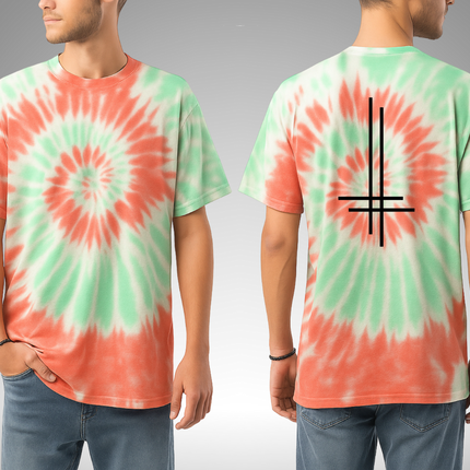Crux Inversa Tie-Dye Unisex Tee - Inverted Cross TShirt, Grunge meets hippie, Metalhead rainbow warrior, Festival Chaos core, Alt Street Festival Shirt