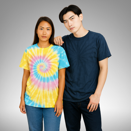 Crux Inversa Tie-Dye Unisex Tee - Inverted Cross TShirt, Grunge meets hippie, Metalhead rainbow warrior, Festival Chaos core, Alt Street Festival Shirt