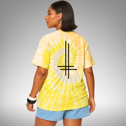 Crux Inversa Tie-Dye Unisex Tee - Inverted Cross TShirt, Grunge meets hippie, Metalhead rainbow warrior, Festival Chaos core, Alt Street Festival Shirt