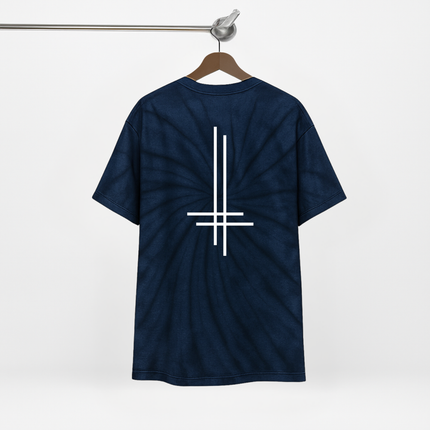 Crux Inversa Tie-Dye Unisex Tee - Inverted Cross TShirt, Grunge meets hippie, Metalhead rainbow warrior, Festival Chaos core, Alt Street Festival Shirt
