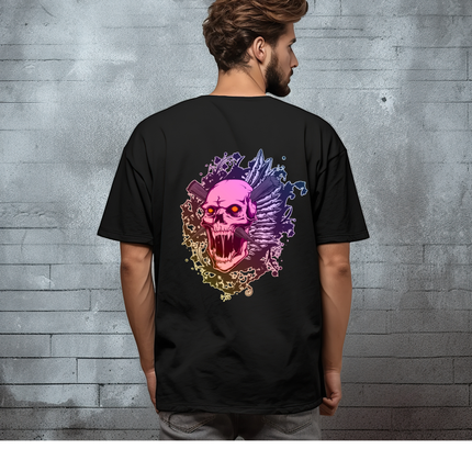 No One Cares Unisex T-Shirt - Rainbow Punk Rock Skull Tshirt, Pastel Grunge Indie Boho Top, Psychedelic Skeleton