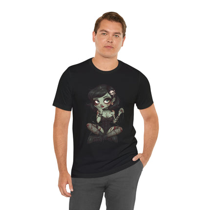 Zombie Girl 2 Unisex T-Shirt - Gothic Punk Horror Creepy Tee, Alt Grunge Rockabilly Tshirt, Sexy Zombified Pinup Girl