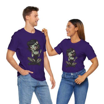 Zombie Girl 2 Unisex T-Shirt - Gothic Punk Horror Creepy Tee, Alt Grunge Rockabilly Tshirt, Sexy Zombified Pinup Girl