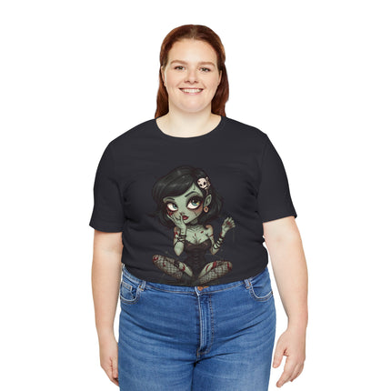 Zombie Girl 2 Unisex T-Shirt - Gothic Punk Horror Creepy Tee, Alt Grunge Rockabilly Tshirt, Sexy Zombified Pinup Girl