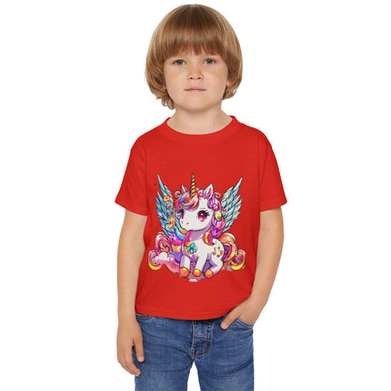 Novapuff Unicorn Toddler T-Shirt - Pretty Rainbow Graphic, Pastel Cute Glitter Unicorn, Angel Wings, Pegasus, Pegahorn