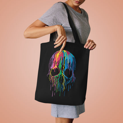 Drip Skull Canvas Tote Bag - 100% Australian Made + 100% Cotton - Neon Punk, Alternative Cyberpunk & Edgy, Eco-Friendly