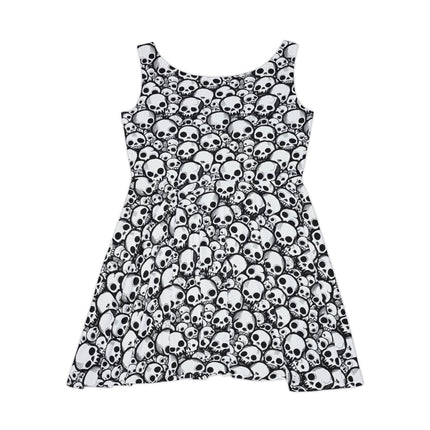 Skull Hoard Skater Dress - Cute Creepy Skull Print, Punk Goth Alt Kawaii Horror, Strange Weird Pretty Preppy Outfit